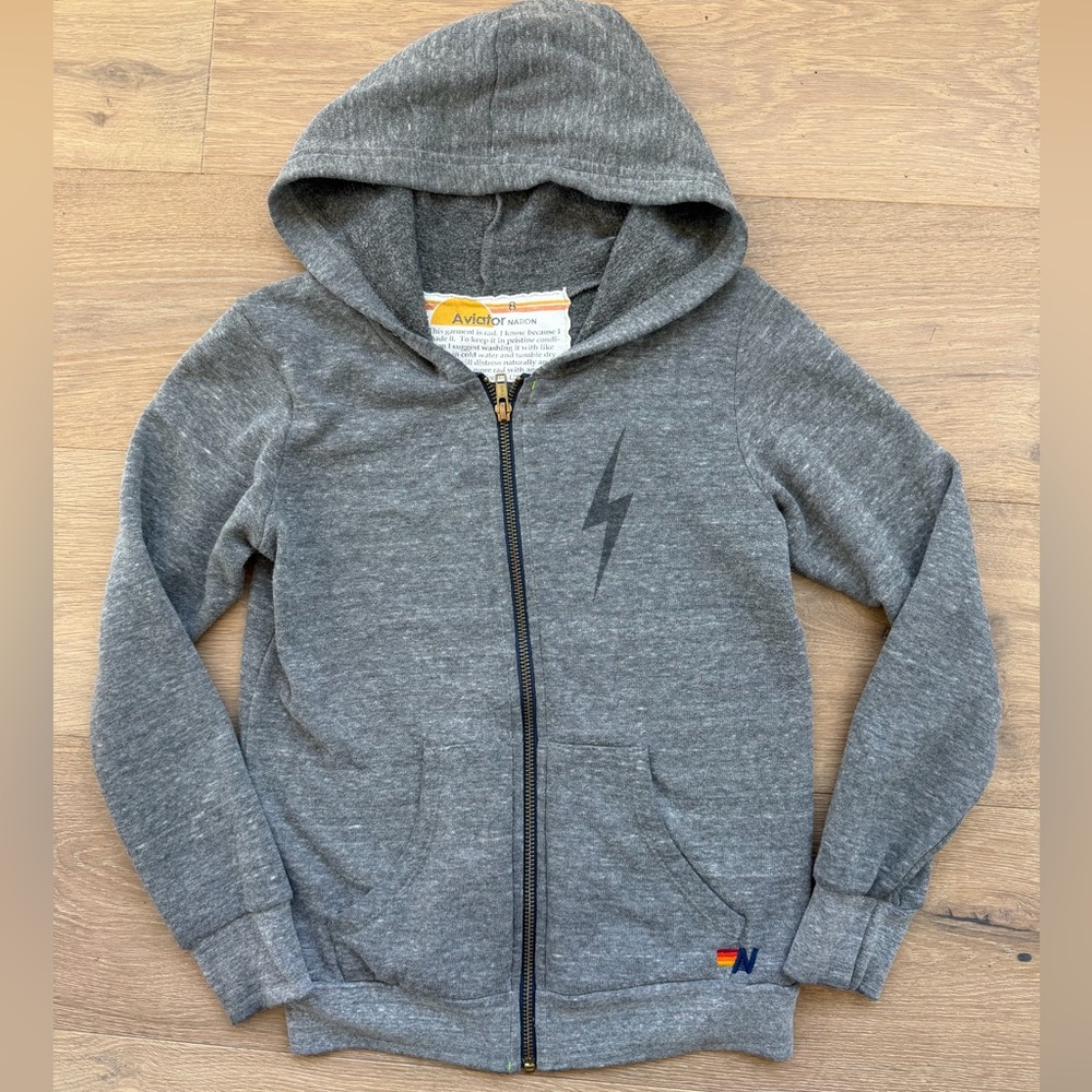 Aviator Nation youth bolt hoodie size 8 in gray